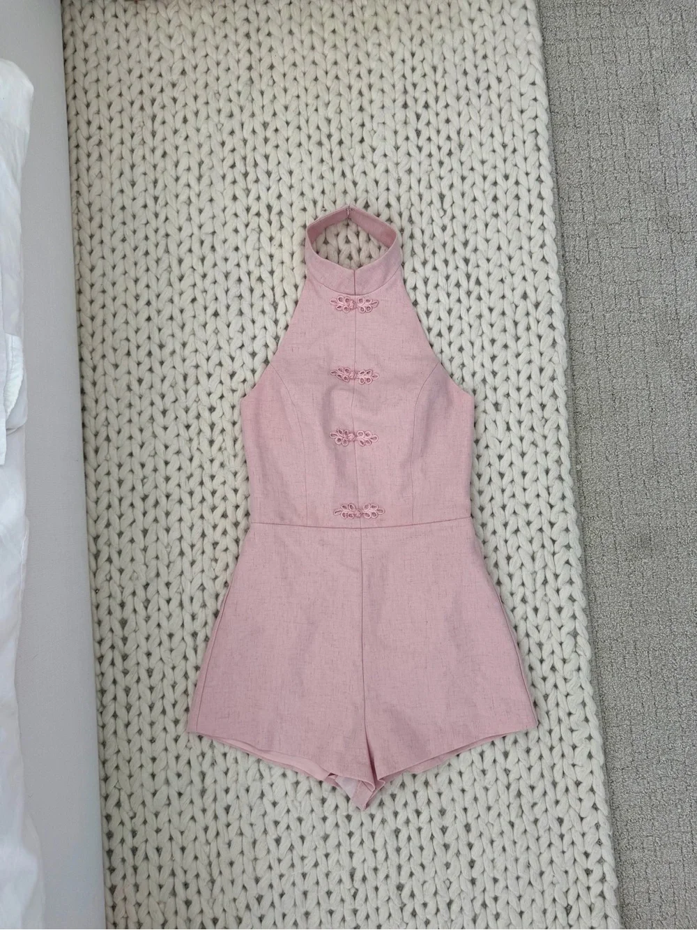 Amanda Uprichard Isola Romper in Color Lotus Size XS